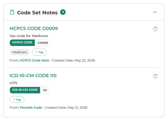 Codify Notepad Code Set Notes