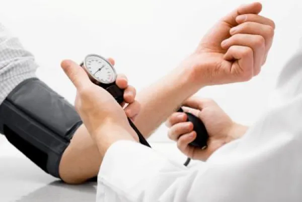 Blood pressure measuring studio shot 