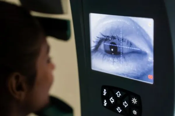 Perimetry visual field test for measure all areas of eyesight, including side, or peripheral vision.